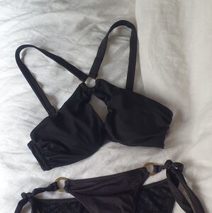 Agent Provocateur Black and Purple Swim Bikini Top. **TOP ONLY**